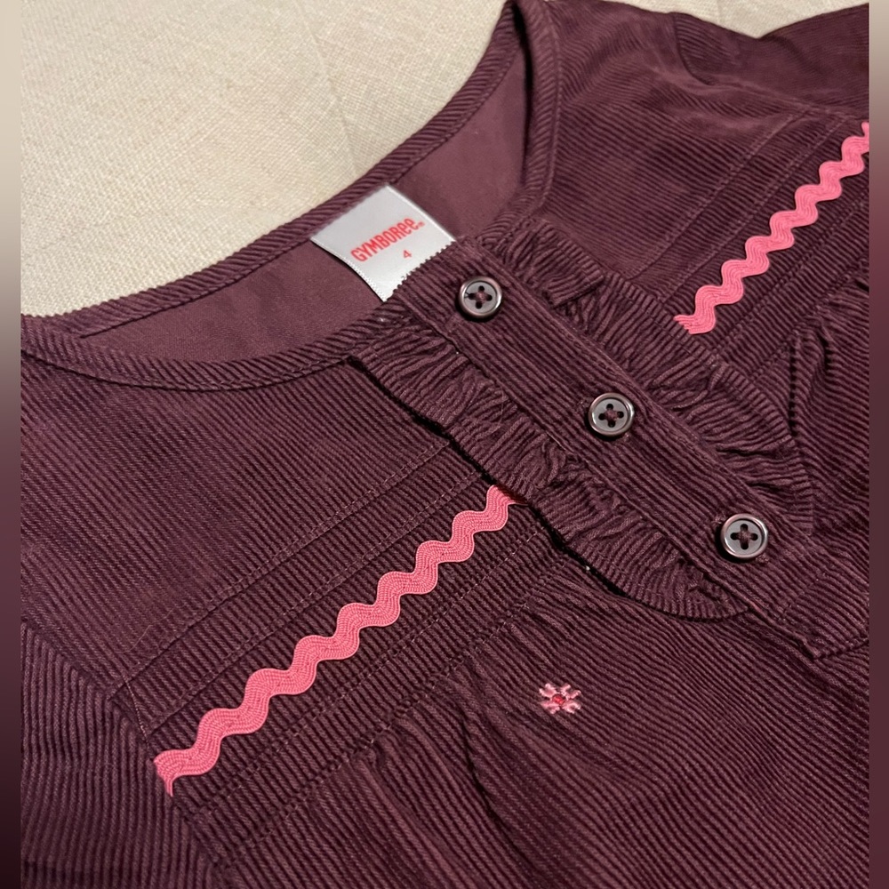 Gymboree girls size 4 corduroy swing top
